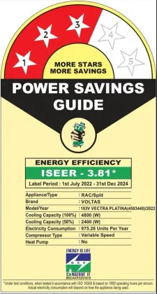 Voltas 183V Vectra Platina 1.5 Ton 3 Star 2025 Inverter Split AC