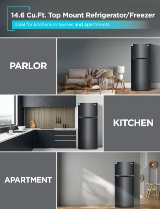 BLACK+DECKER BR1460HB 14.6 Cu Ft Double Door Refrigerator