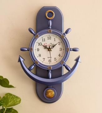 eCraftIndia Analog 38 cm X 30 cm Wall Clock  (Purple, With Glass)
