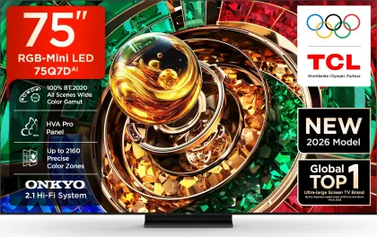 TCL Q7D 75 inch Ultra HD 4K Smart RGB-Mini LED TV (75Q7D)
