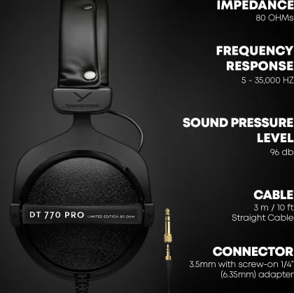 Beyerdynamic DT 770 Pro 80 Ohm Studio Headphones (Limited Edition)