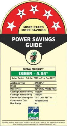 Haier HSA19GHD-PAI5NB-I 1.6 Ton 5 Star 2026 Inverter Split AC