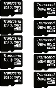 Transcend Pack Of 10 - Transcend 8 Gb Micro Sdhc Memory Card Class 4