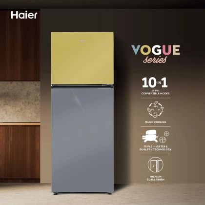 Haier HRF-3783YGG-P 328 L 3 Star Double Door Refrigerator