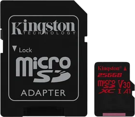 Kingston Canvas React 256GB Micro SDXC UHS-I Class 10 Memory Card