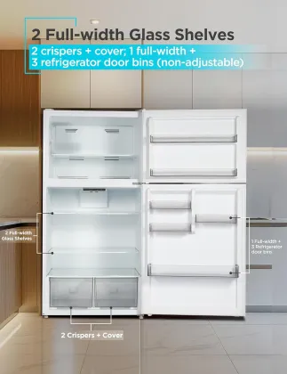 BLACK+DECKER BR2400JW 24 Cu Ft Double Door Refrigerator