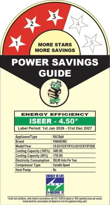 Panasonic CS/CU-EU12CKY3F 1 Ton 3 Star 2026 Inverter Split AC