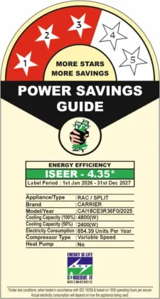 Carrier CAI18CE3R36F0 1.5 Ton 3 Star Inverter Split AC (Xcel Edge Gxi)