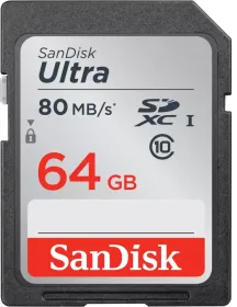 SanDisk Ultra 64 GB SDXC UHS-I Class 10 Memory Card (80 MB/s)