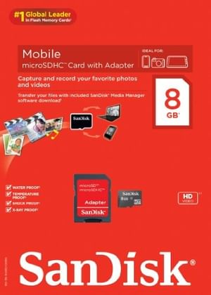 SanDisk 8GB Class 4 microSDHC Memory Card with Adapter (SDSDQM-008G-B35A)