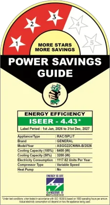 O General ASGG22CNWA-B 1.8 Ton 3 Star 2026 Inverter Split AC
