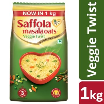Saffola Veggie Twist Masala Oats  (1 kg, Pouch) | Buy 3 @ Rs. 413