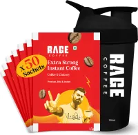 RAGE Extra Strong Premium Blend Coffee (Pack of 50)+Multipurpose Shaker 450ml