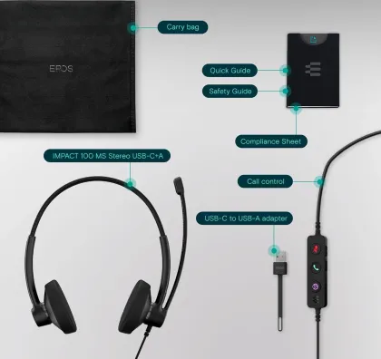 EPOS Impact 100 MS Stereo Wired Headphones