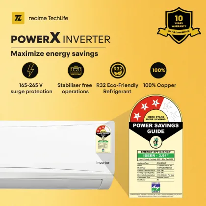 Realme TechLife 153IAA25WRS 1.5 Ton 3 Star 2025 Inverter Split AC