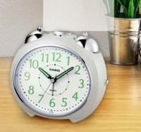 Casio Light Grey & White Resin Bell Sound Table Alarm Clock - Set of 1