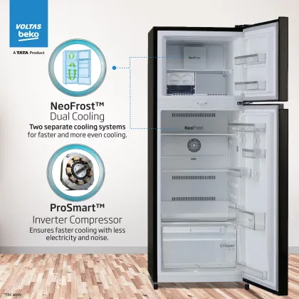 Voltas Beko RFF334C/2WPV100RXBD 283 L 2 Star Double Door Refrigerator