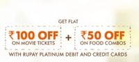 RUPAY WEEKENDS OFFER: Rs. 100 OFF on Movie Tickets + Rs. 50 OFF on Food Combos