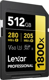 Lexar Professional 512 GB 1800x GOLD Series SDXC Class 10 Memory Card