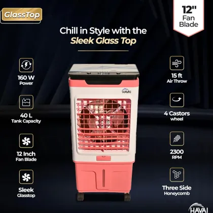 Havai Glass Top GT12 40 L Personal Air Cooler
