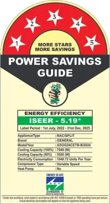 O General ASGG24CETB-B 2 Ton 5 Star Inverter Split AC