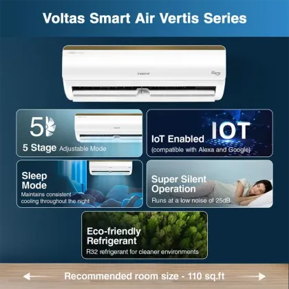 Voltas 125V Vertis Elite Gold 1 Ton 5 Star 2024 Inverter Split AC