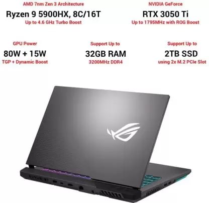 Asus ROG Strix G513QE-HF145T Gaming Laptop (Ryzen 9 5900HX/ 16GB/ 1TB SSD/ Win10 Home/ 4GB Graph)