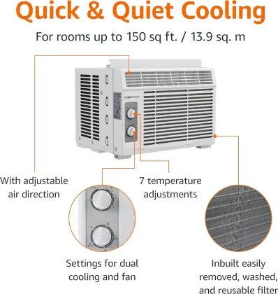 AmazonBasics MWHUK-05CMN8-BCK0 5000 BTU 115V Window AC