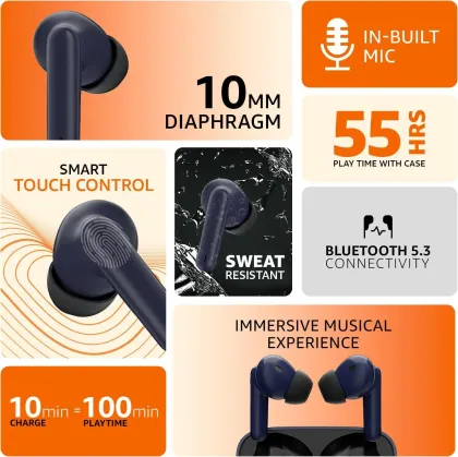 Amazon Basics AB-TWS-J68-BLU-CT True Wireless Earbuds