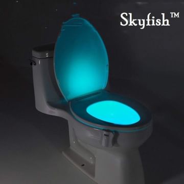 Skyfish 8 Color LED Toilet Light Sensor Motion Activated Glow Toilet Bowl Light Up Sensing Toilet Seat Night Light Inside Bathroom Washroom