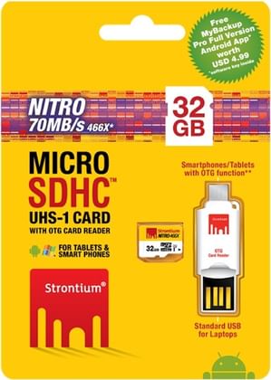 Strontium 32GB Nitro MicroSD Card With OTG Adapter 70MB/S