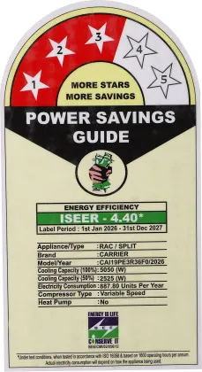 Carrier CAI19PE3R36F0 1.5 Ton 3 Star 2026 Inverter Split AC