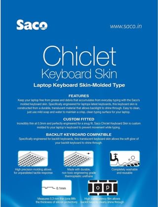 Saco Silicone Chiclet Protector Cover Fit ForASUS X301A-EB31 Laptop Keyboard Skin