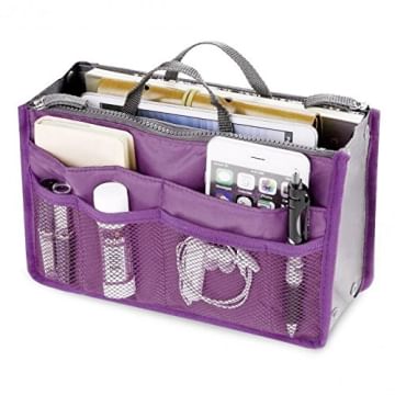 Getko Women Makeup Cosmetic Organizer Handbag Travel Purse Toiletry Pouch (Purple)