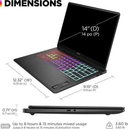 HP Omen Transcend 14-fb0000ca Gaming Laptop (Intel Core Ultra 9 185H/ 32GB/ 1TB SSD/ Win11 Home/ 8GB Graph)