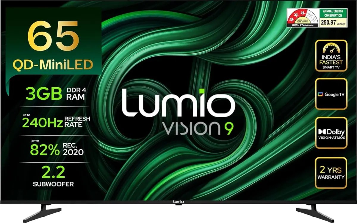 Lumio Vision 9 2026 65 inch Ultra HD 4K Smart QD-MiniLED TV (EPIC2-ADSI ...
