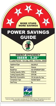 Hisense AS-18TR4R5AP1 1.5 Ton 5 Star 2024 Inverter Split AC