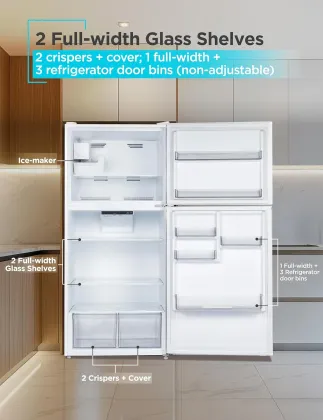 BLACK+DECKER BR2010JIMW 20.1 Cu Ft Double Door Refrigerator