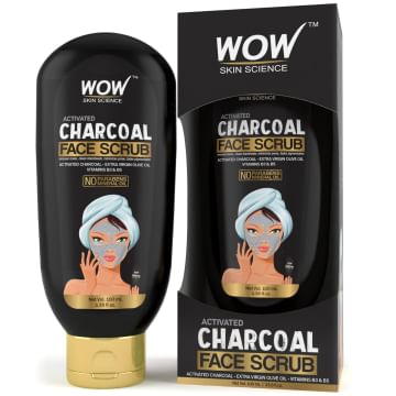 WOW Activated Charcoal Face Scrub - No Parabens & Mineral Oil - 100mL