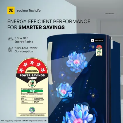 Realme TechLife 180BD5RM25-BB 180 L 5 Star Single Door Refrigerator