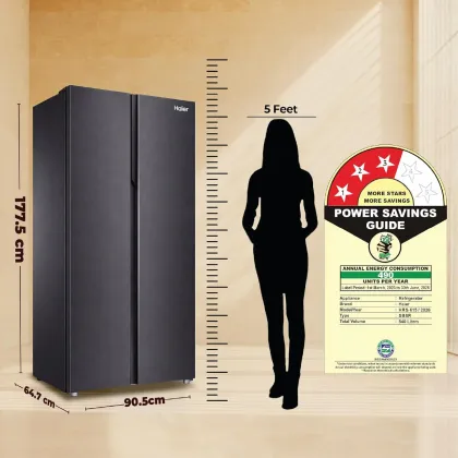 Haier HRS-615LB 540 L 3 Star Side by Side Refrigerator