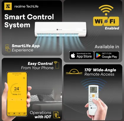 Realme TechLife 123IAA26WRMS 1.2 Ton 3 Star 2026 Inverter Split AC