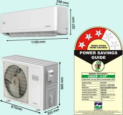 Black & Decker BXACD3I320BP1IN 2 Ton 3 Star 2025 Inverter Split AC