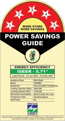 Croma CRLA012INF170296 1 Ton 5 Star 2026 Inverter Split AC