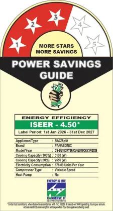 Panasonic CS/CU-EU18CKY3F 1.5 Ton 3 Star 2026 Inverter Split AC