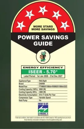 Daikin FTKM60XV16MAA 1.8 Ton 5 Star 2026 Inverter Split AC