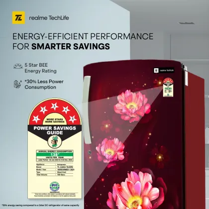 Realme TechLife 180BD5RM25-BR 180 L 5 Star Single Door Refrigerator