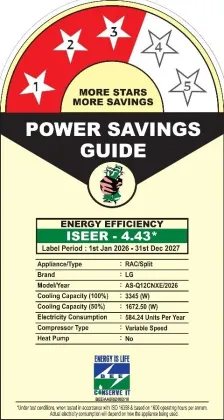LG AS-Q12CNXE 1 Ton 3 Star 2026 Inverter Split AC