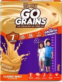 Manna by Manna Go Grains - Multigrain Instant Drink Mix for Kids Growth & Immunity -7 Grains & 7 Immunity Builders (Classic Malt)  (200 g)
