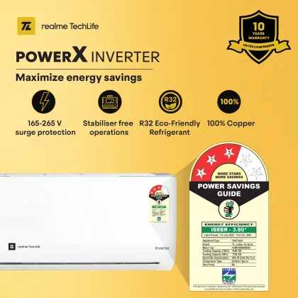 Realme TechLife 103IPG25WRS 1 Ton 3 Star 2025 Inverter Split AC